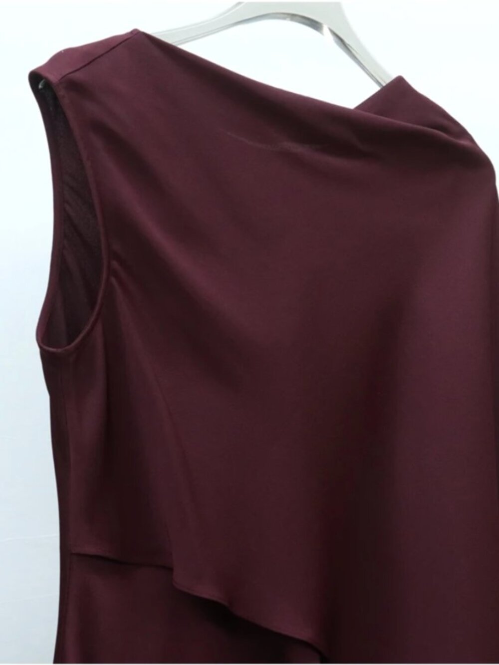 REISS Winnie Asymmetric Maxi Dress Gown Berry Red Cape-Detail Cocktail Event - Picture 8 of 11